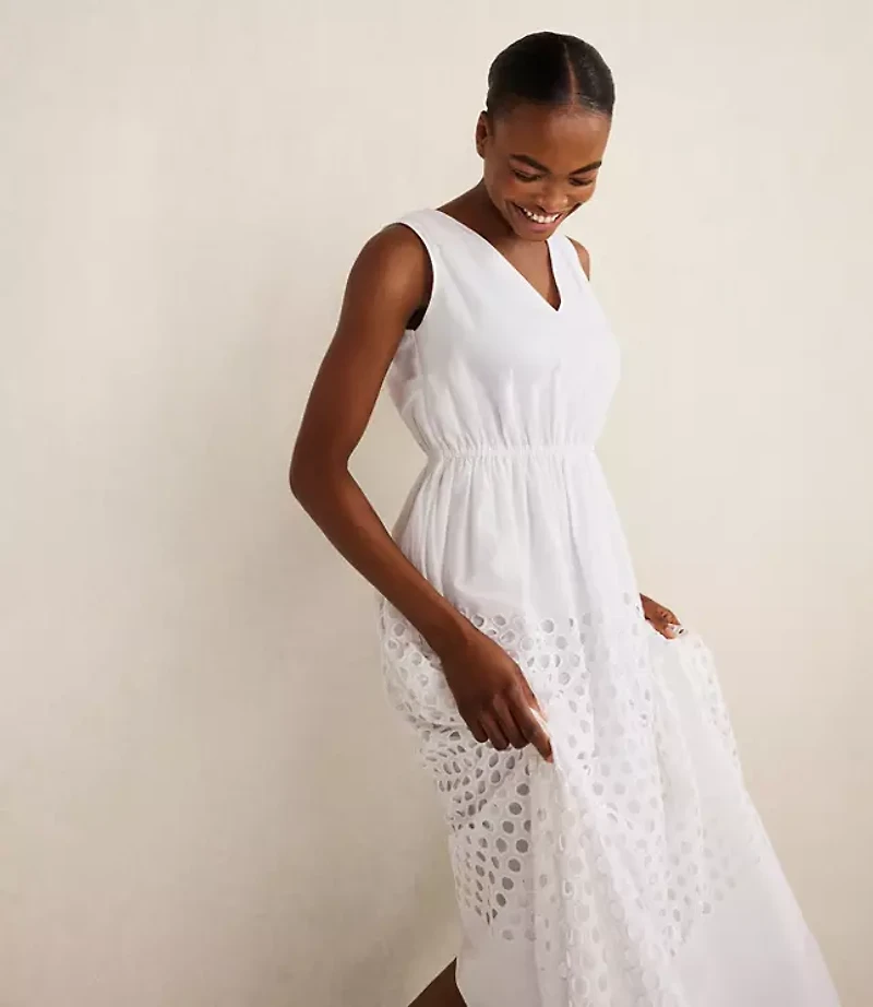 Haven Well Within Organic Cotton Honeycomb Eyelet Midi Dress