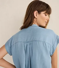 Haven Well Within Chambray Short Sleeve V-Neck Top
