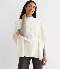 Bobble Cable Belted Poncho Sweater