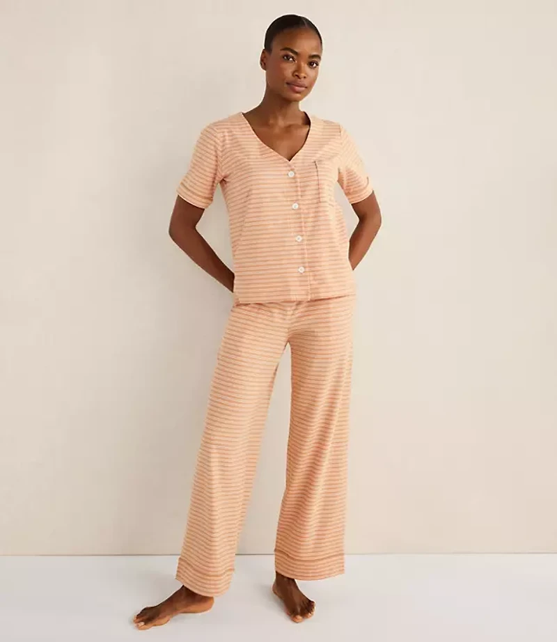 Haven Well Within Organic Cotton Jersey Striped Short Sleeve Sleep Top