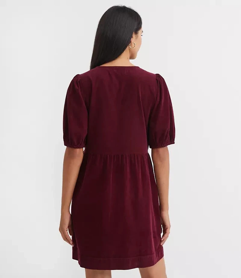 Petite Corduroy Bow Mini Pocket Dress