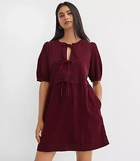 Corduroy Bow Mini Pocket Dress