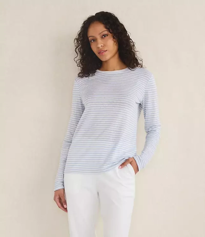 Haven Well Within Linen Stripe Long Sleeve Crewneck Tee