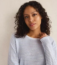 Haven Well Within Linen Stripe Long Sleeve Crewneck Tee