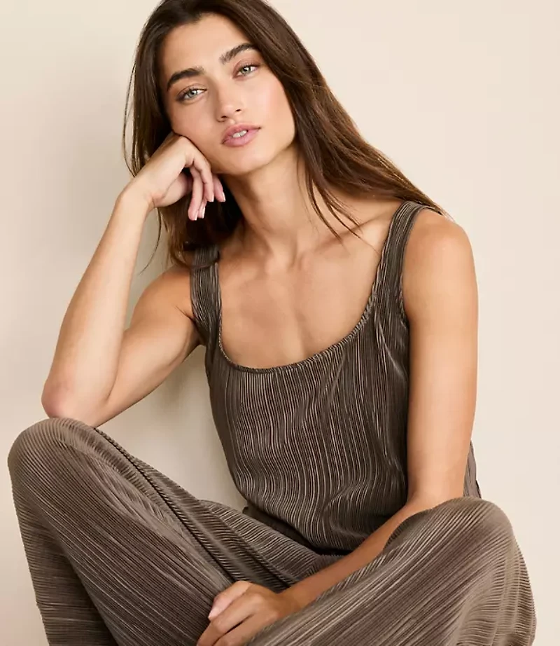 Lou & Grey Plisse Tie Back Tank Top