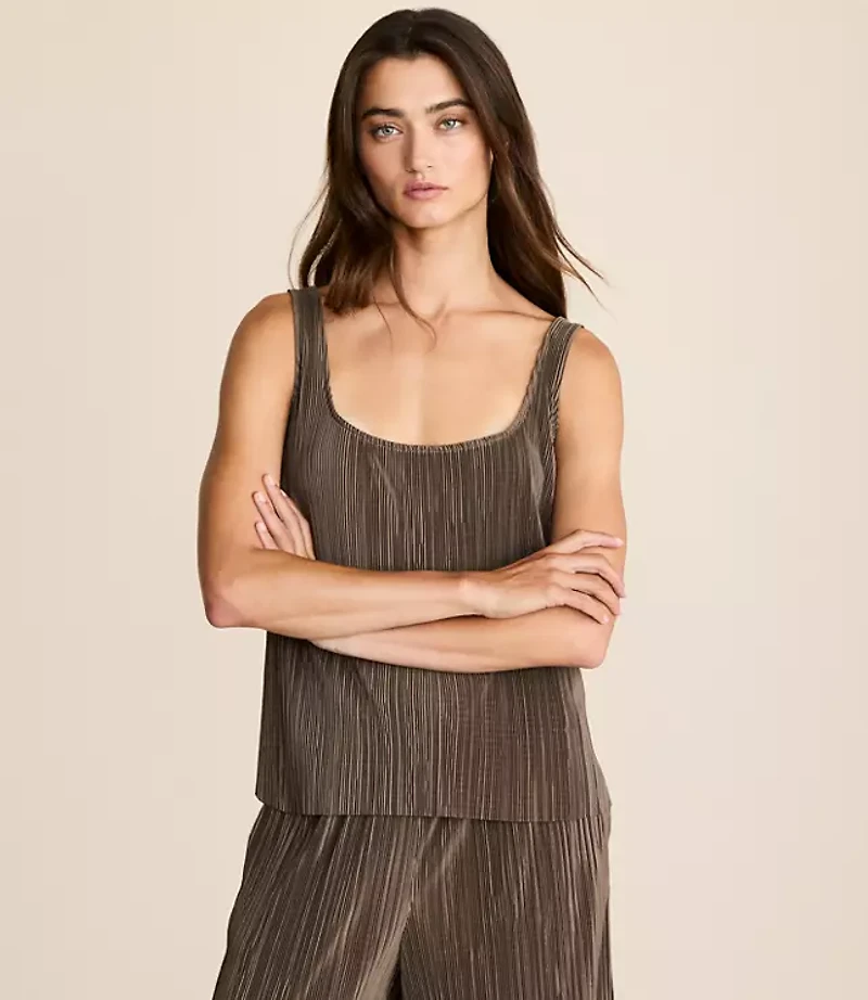 Lou & Grey Plisse Tie Back Tank Top