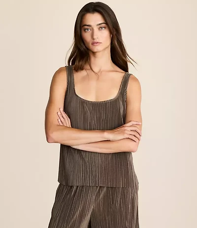 Lou & Grey Plisse Tie Back Tank Top