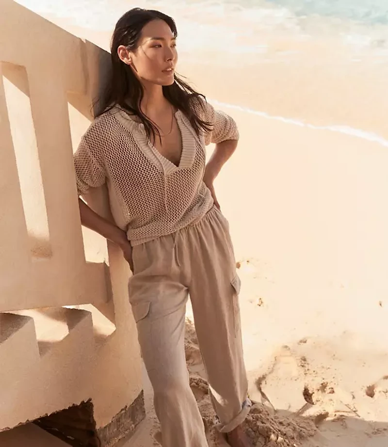 Haven Well Within Organic Cotton Linen Open Stitch Pullover