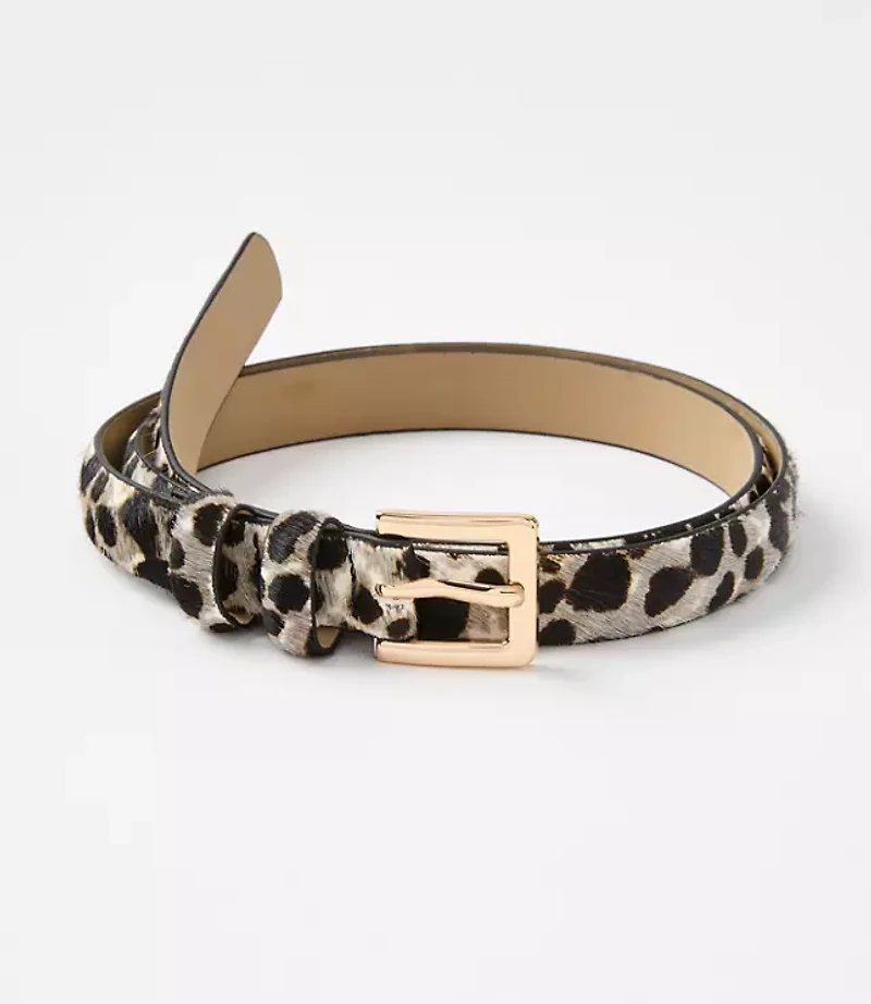 Snow Leopard Print Haircalf Refined Belt