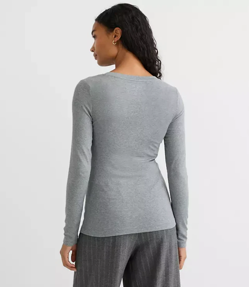 Heathered Micro Modal Crew Neck Long Sleeve Tee