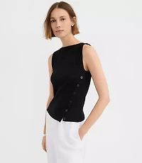 Side Button Asymmetrical Hem Tank