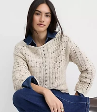 Scalloped Pointelle Boatneck Sweater