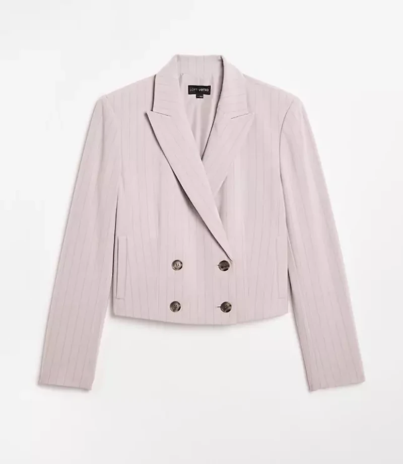 LOFT Versa Seasonless Stretch Double Breasted Blazer Stripe