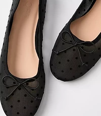 Velvet Dotted Mesh Ballet Flats