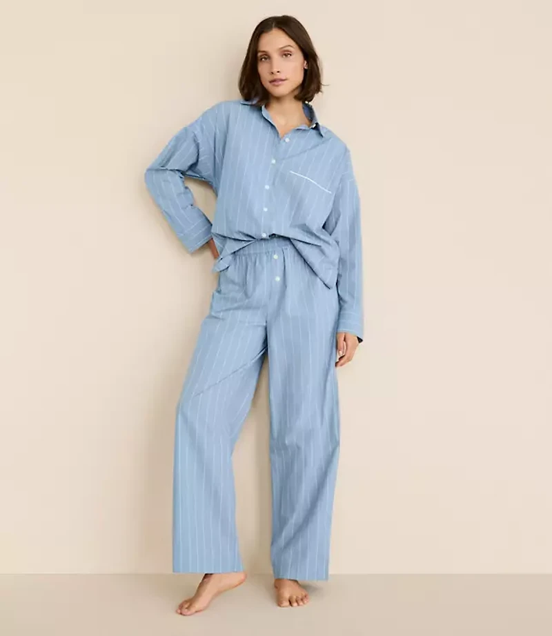 Striped Poplin Pajama Pants
