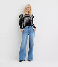 Rivete Fresh Cut Mid Rise Relaxed Flare Jeans Light Wash