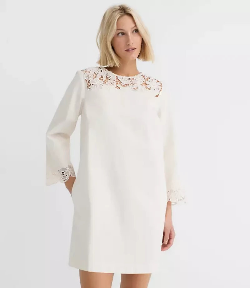 Floral Lace Trim Mini Pocket Dress