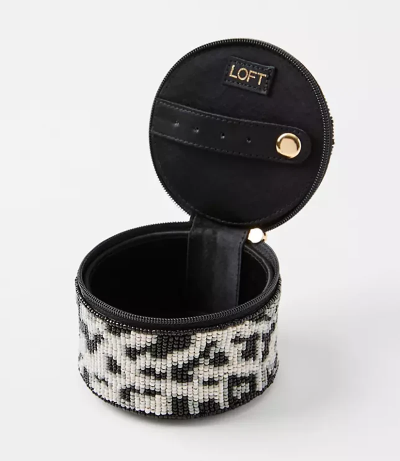 Snow Leopard Beaded Jewelry Box