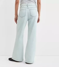 Petite Pearlized High Rise Wide Leg Jeans Light Vintage Indigo Wash