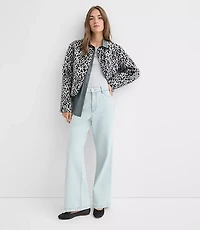 Petite Pearlized High Rise Wide Leg Jeans Light Vintage Indigo Wash