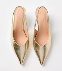 Metallic Slingback Kitten Heels