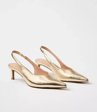 Metallic Slingback Kitten Heels