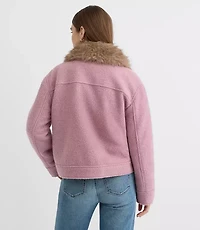 Boucle Faux Fur Collar Shirt Jacket