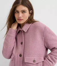 Boucle Faux Fur Collar Shirt Jacket