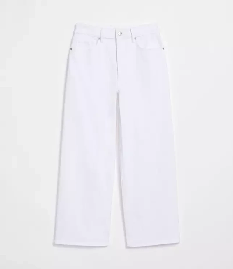 Rivete High Rise Wide Leg Crop Jeans White