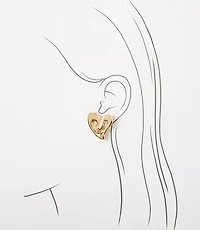Molded Metal Heart Stud Earrings