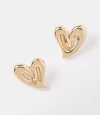Molded Metal Heart Stud Earrings