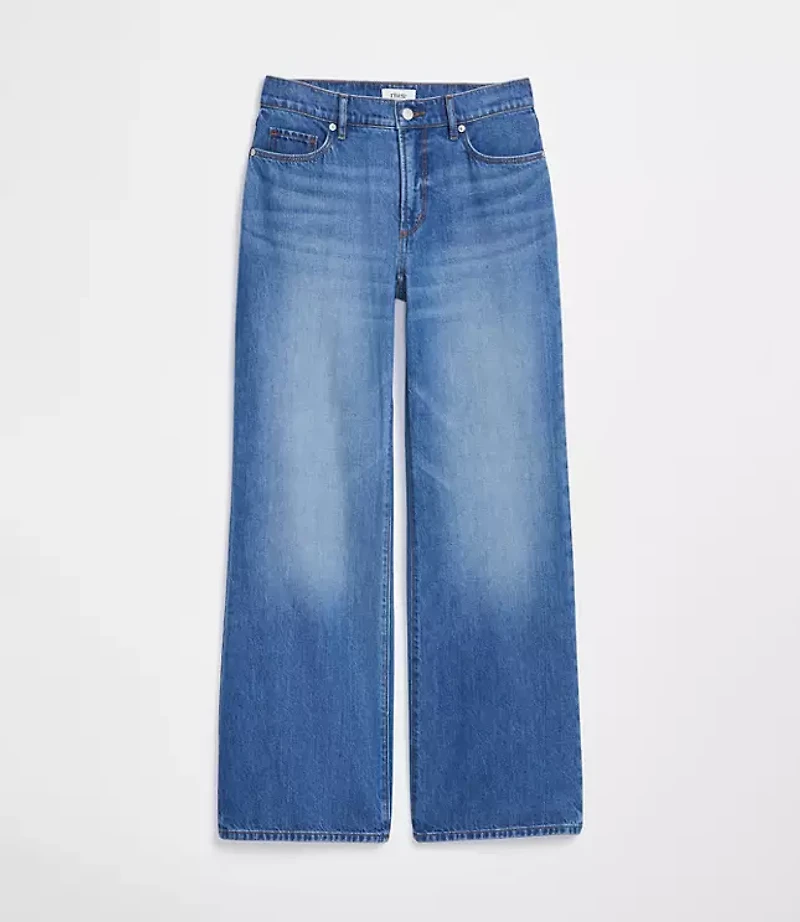 Rivete Petite Mid Rise Wide Leg Jeans Vintage Dark Wash