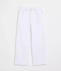 Rivete Petite High Rise Wide Leg Crop Jeans White
