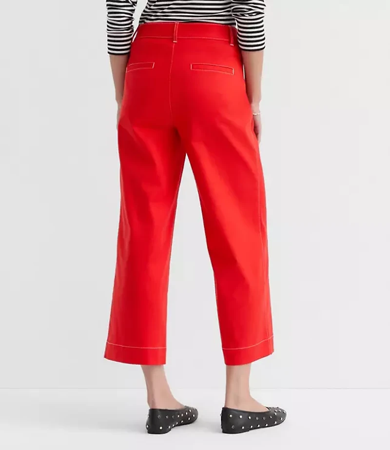 Palmer Wide Leg Crop Pants Contrast Stitch