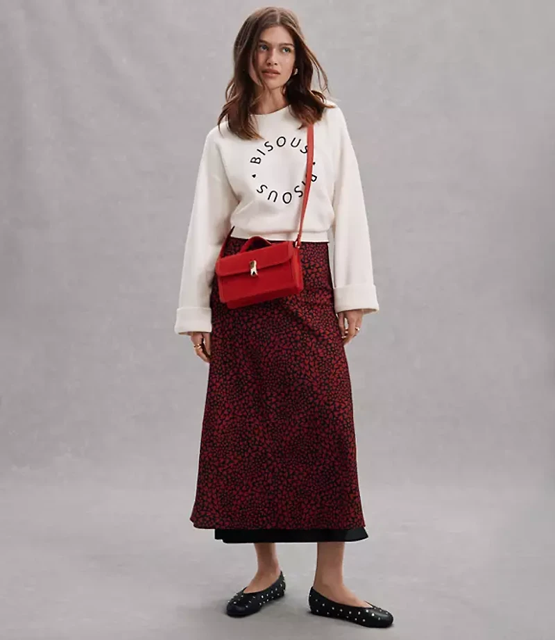 Petite Heart Layered Column Midi Skirt