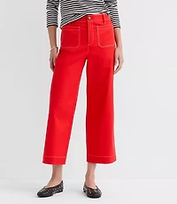 Petite Palmer Wide Leg Crop Pants Contrast Stitch