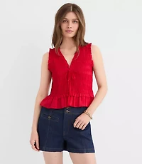 Smocked Ruffle Peplum Top