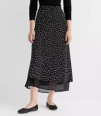 Petite Dotted Layered Column Midi Skirt
