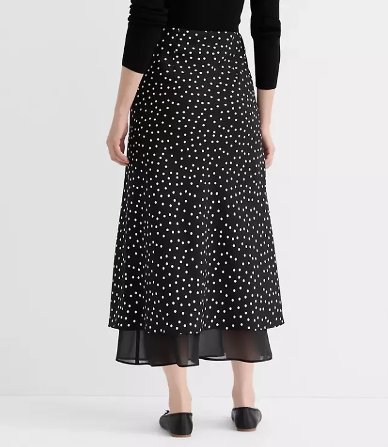 Petite Dotted Layered Column Midi Skirt