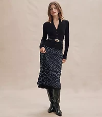 Petite Dotted Layered Column Midi Skirt