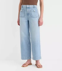 Palmer Denim Wide Leg Crop Pants Refined Blue Wash