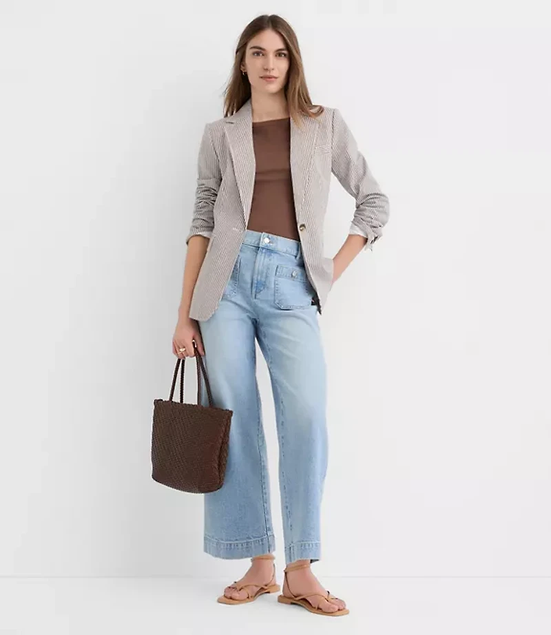 Palmer Denim Wide Leg Crop Pants Refined Blue Wash