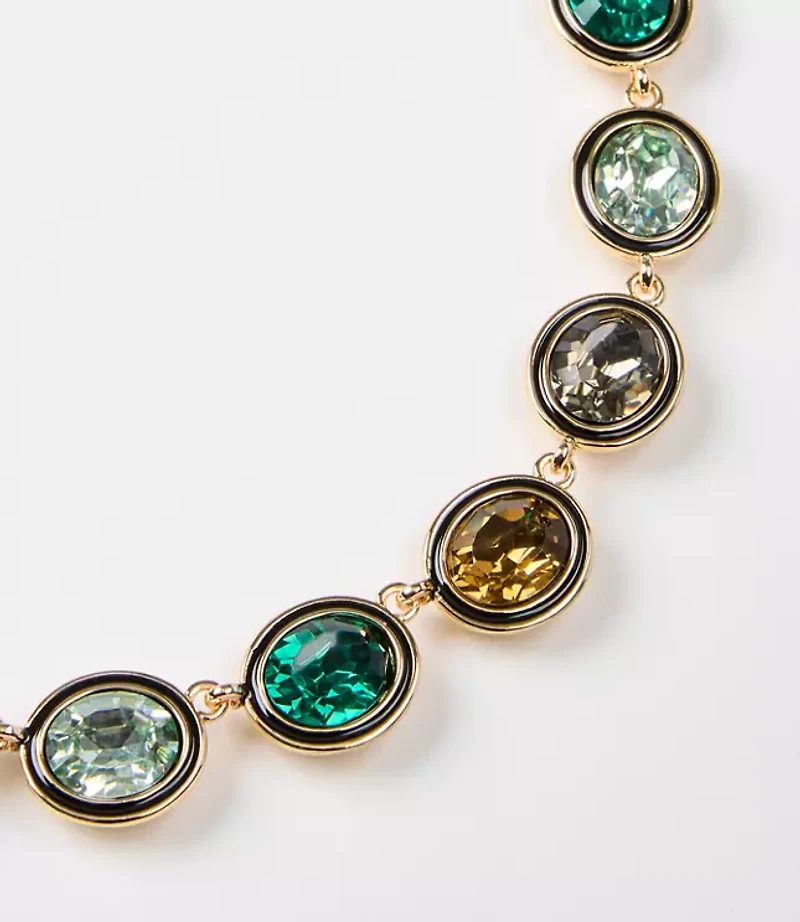 Sparkle Enamel Pull Tie Statement Necklace