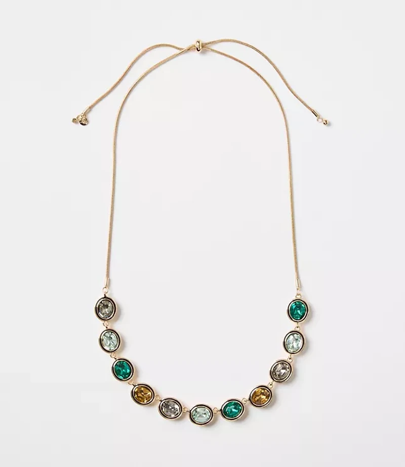 Sparkle Enamel Pull Tie Statement Necklace
