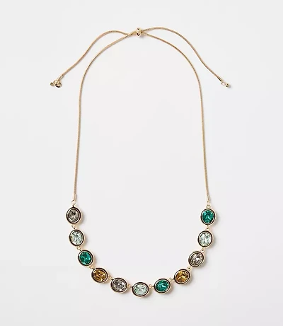 Sparkle Enamel Pull Tie Statement Necklace
