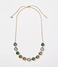 Sparkle Enamel Pull Tie Statement Necklace