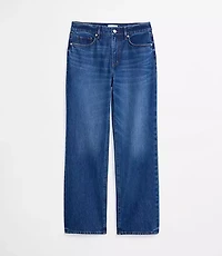 Rivete Petite Curvy Mid Rise Relaxed Straight Jeans Dark Wash