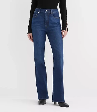 Rivete Petite Curvy High Rise Slim Flare Jeans Muse Wash