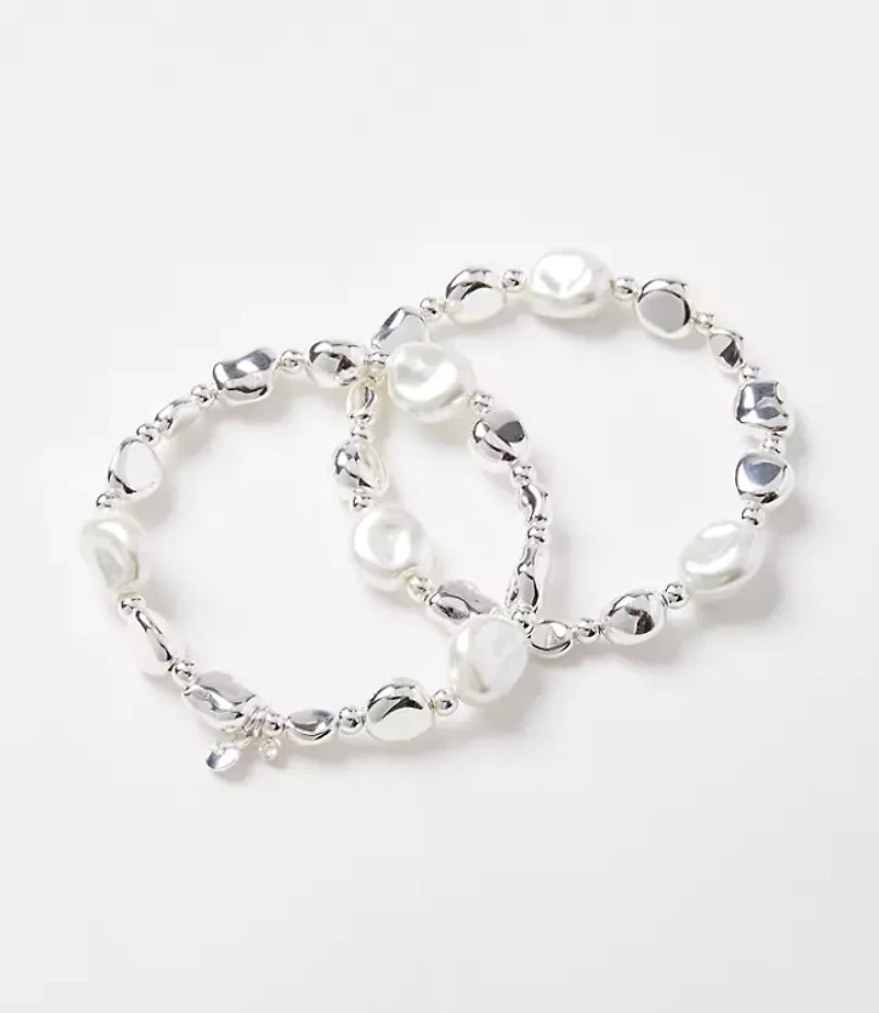 Pearlized Metal Stretch Bracelet Set