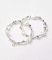 Pearlized Metal Stretch Bracelet Set
